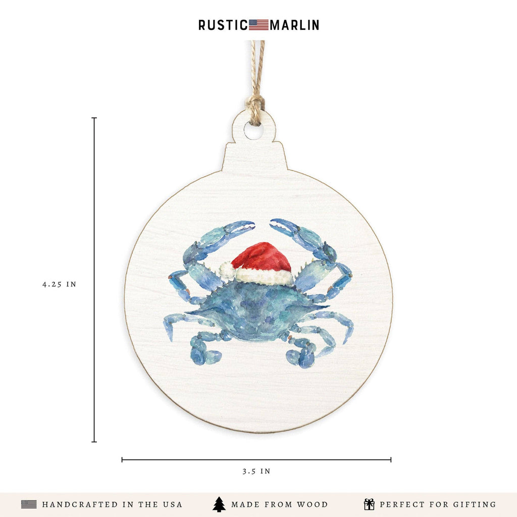 Santa Crab Wooden Ornament