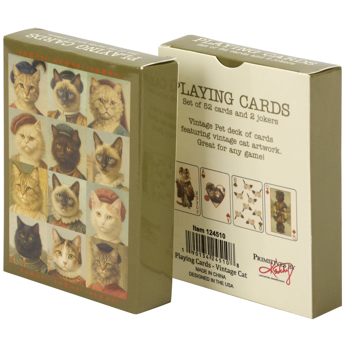 Vintage Cat Portrait Playing Cards