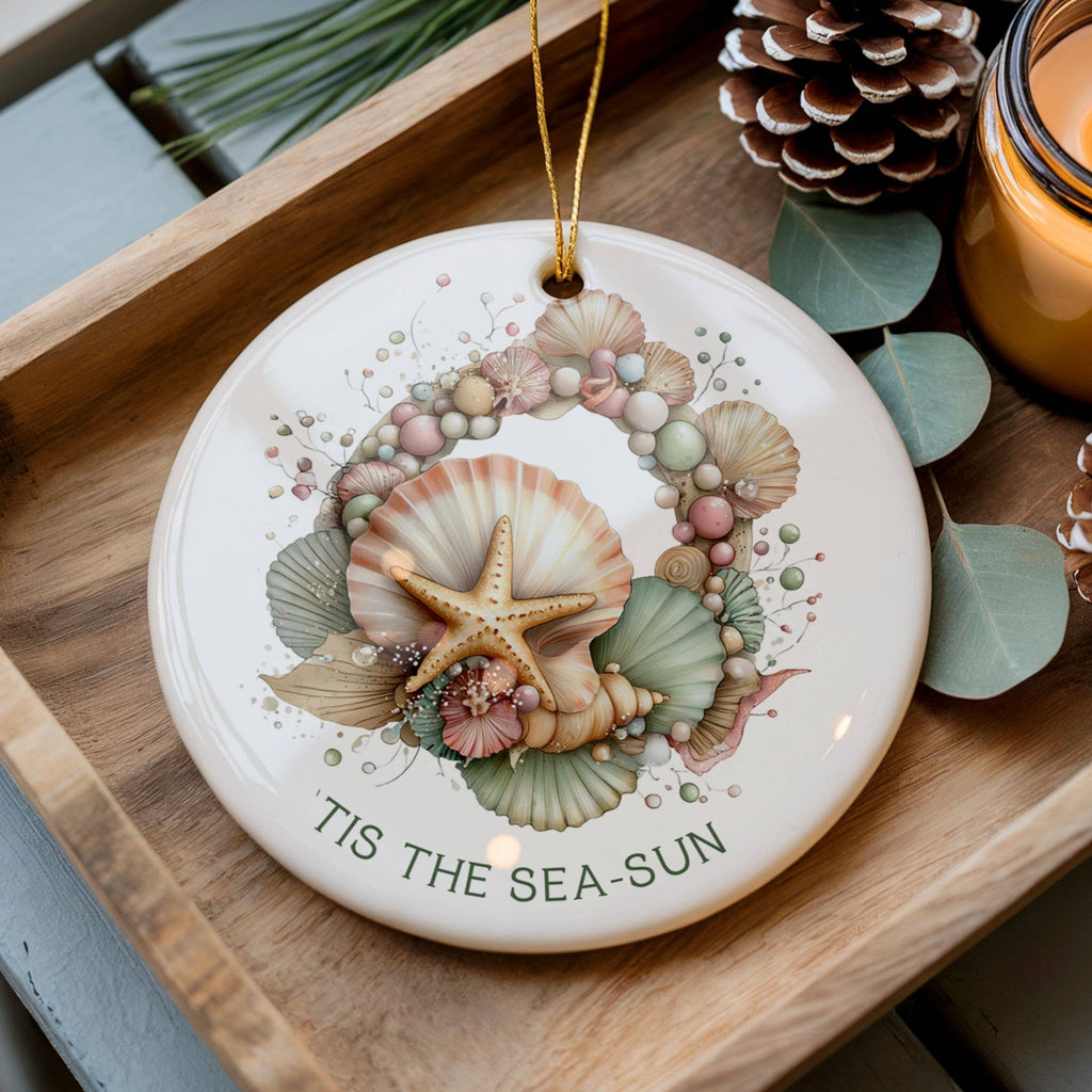 Beach Christmas Ornament, Cute Coastal Ocean Holiday Gifts