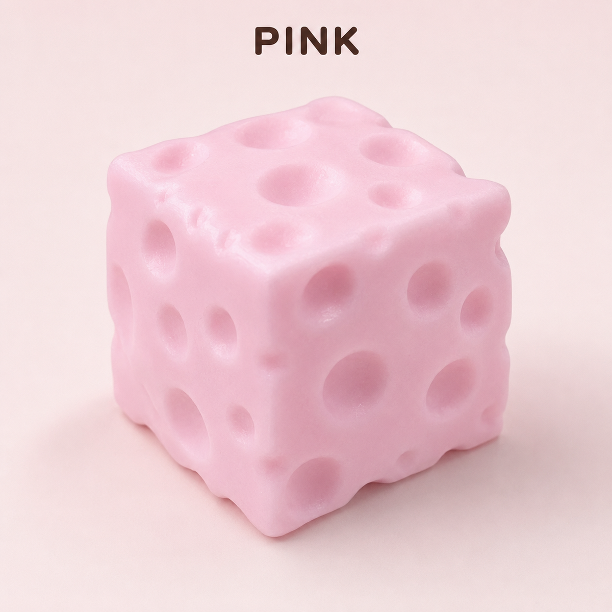 Pink Crunchy Cheese Block Squishy Toy