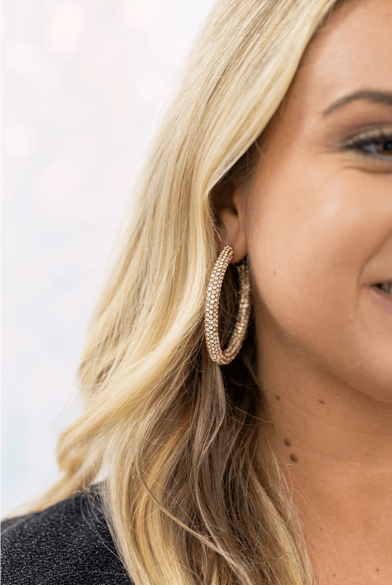 CChampagne Glow Glitter Hoop Earrings - The Coral Palm LLC