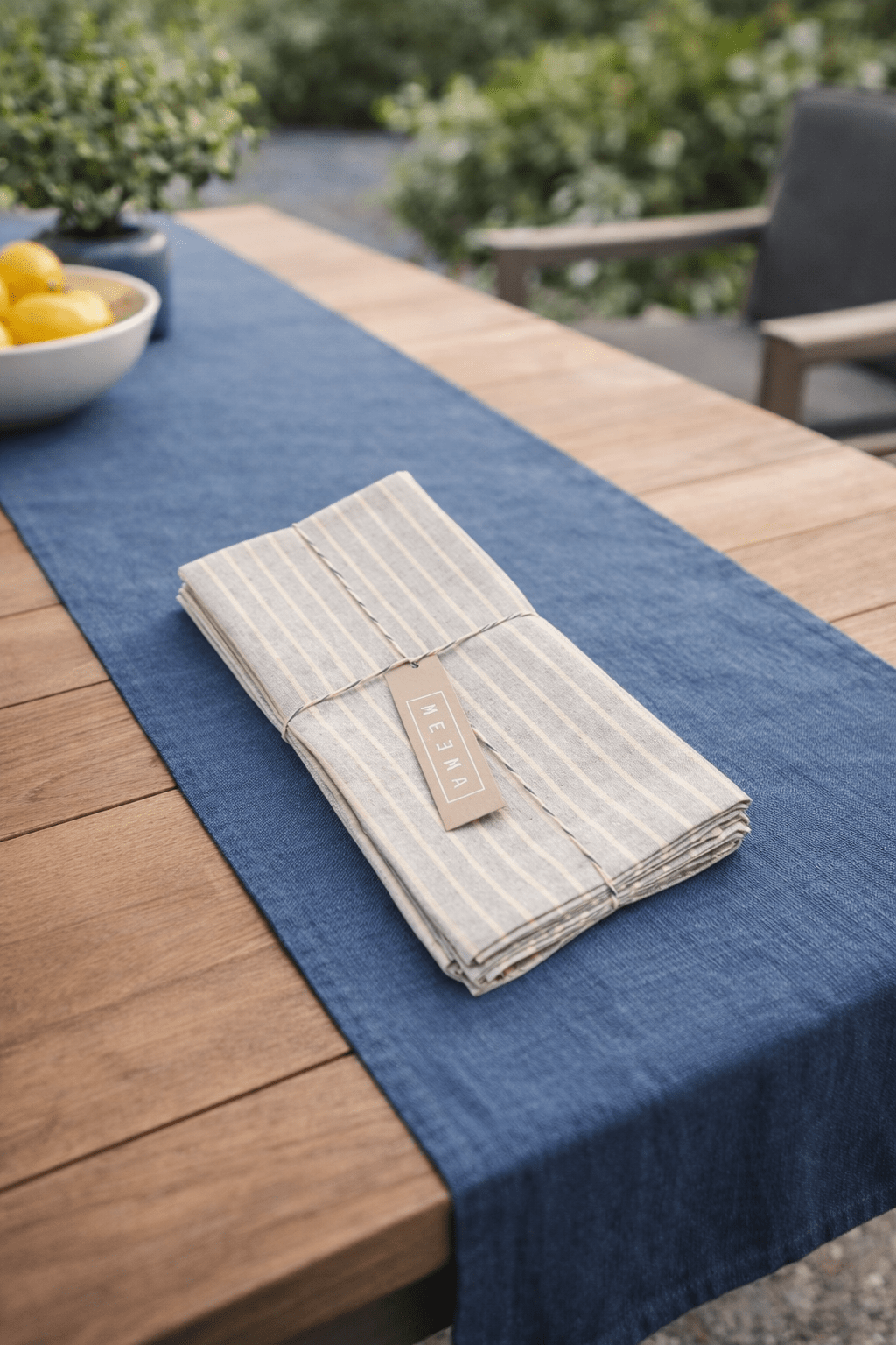 Cloth Napkins - Grey Striped and Natural Striped - The Coral Palm LLC