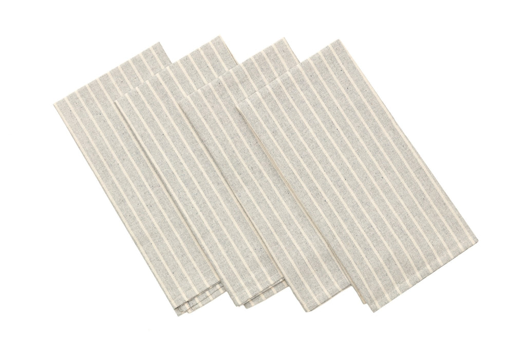 Cloth Napkins - Grey Striped and Natural Striped - The Coral Palm LLC