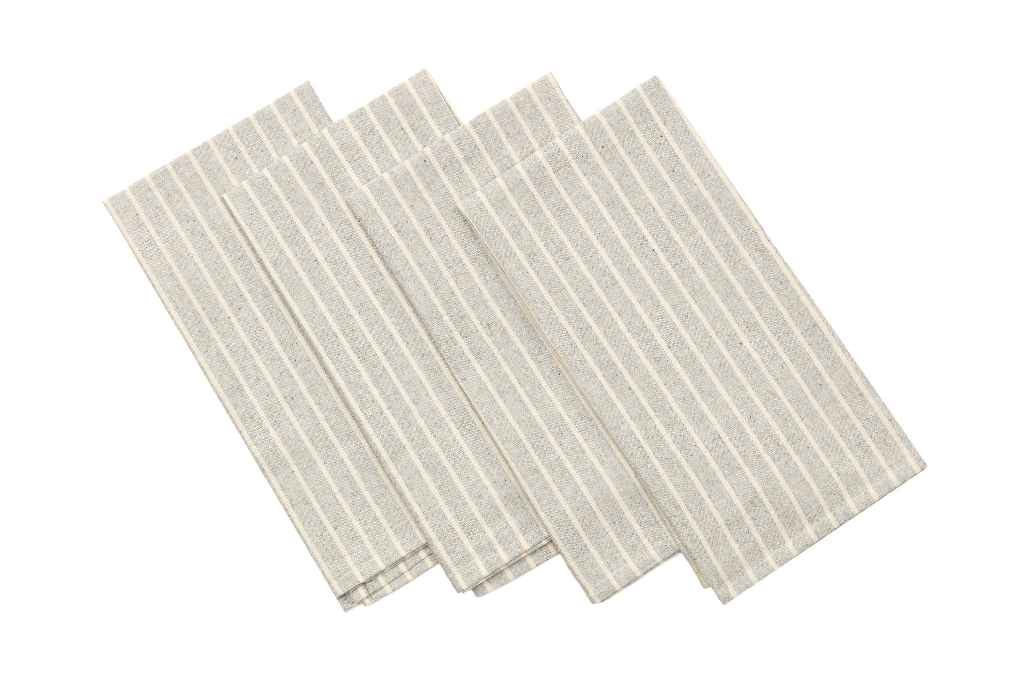 Cloth Napkins - Grey Striped and Natural Striped - The Coral Palm LLC