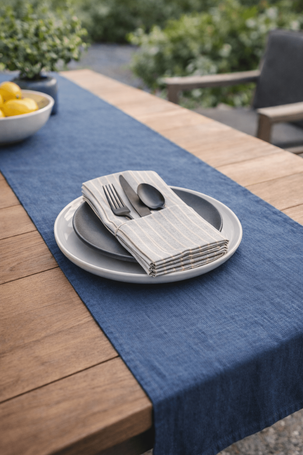 Cloth Napkins - Grey Striped and Natural Striped - The Coral Palm LLC
