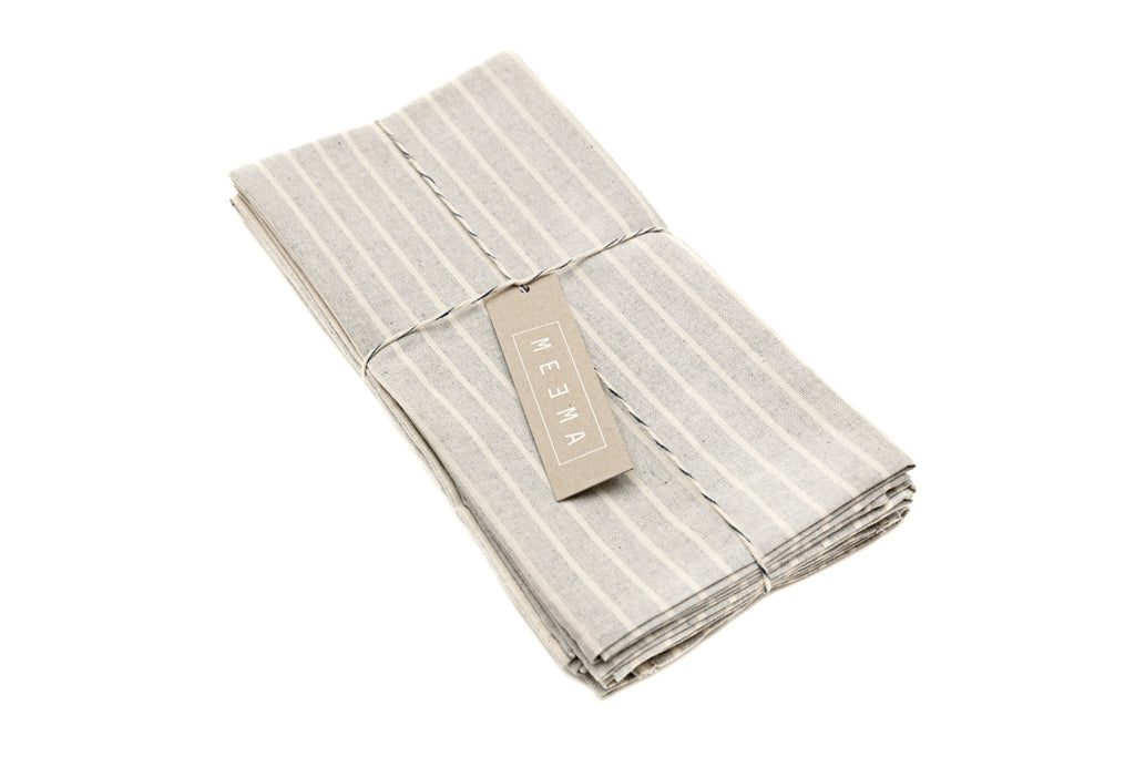 Cloth Napkins - Grey Striped and Natural Striped - The Coral Palm LLC