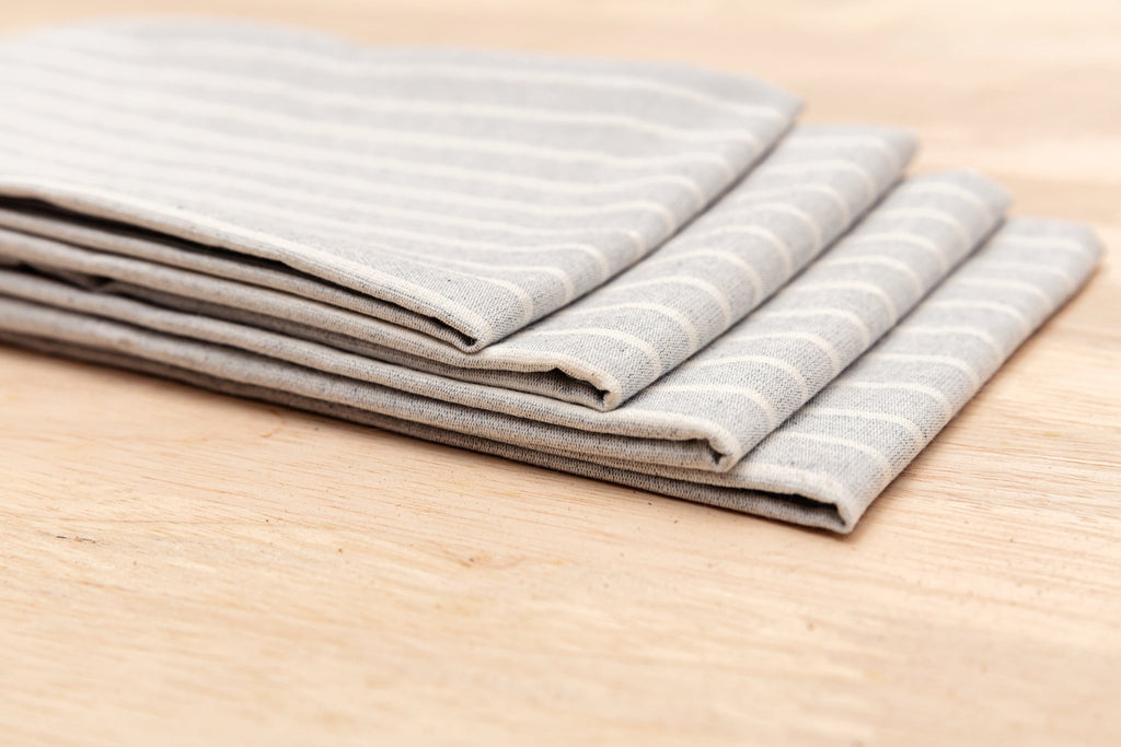 Cloth Napkins - Grey Striped and Natural Striped - The Coral Palm LLC