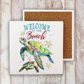 Coastal Sea Turtle Welcome to the Beach Stone Coaster - The Coral Palm LLC