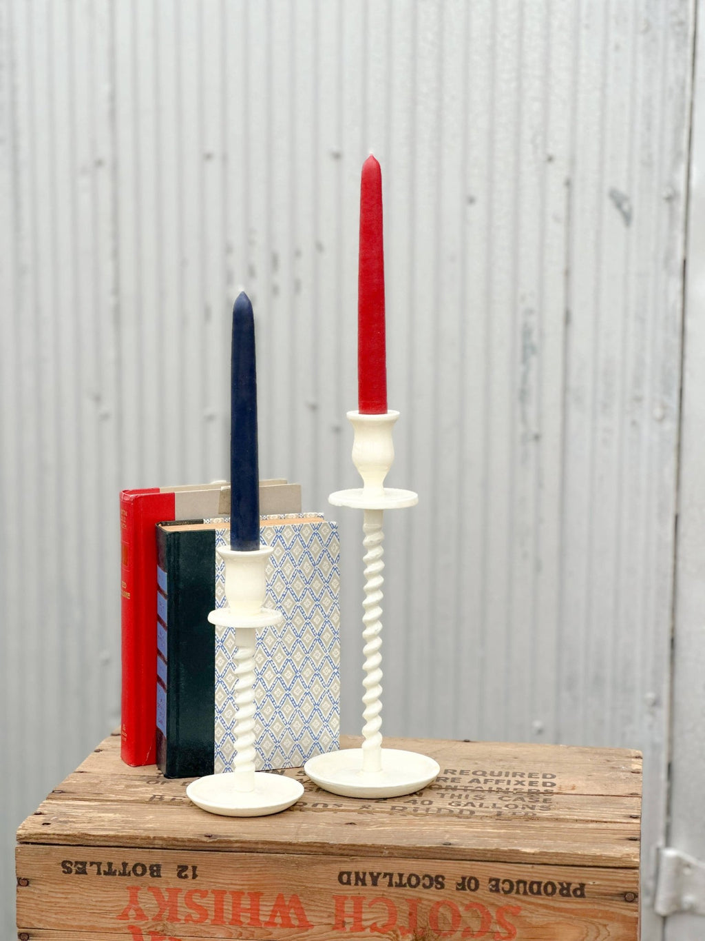 Corkscrew Taper Holder Off - White Large - The Coral Palm LLC