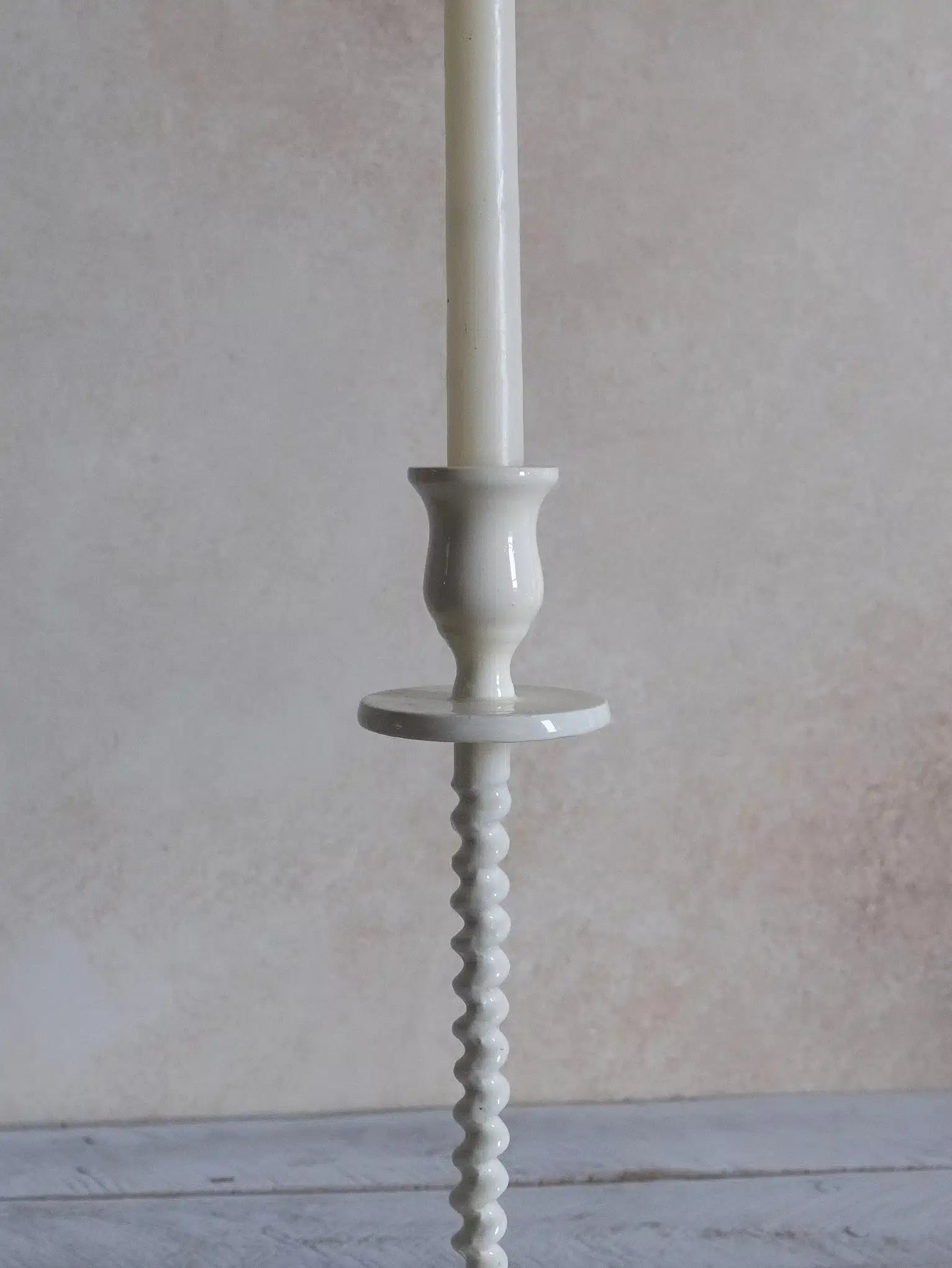 Corkscrew Taper Holder Off - White Large - The Coral Palm LLC