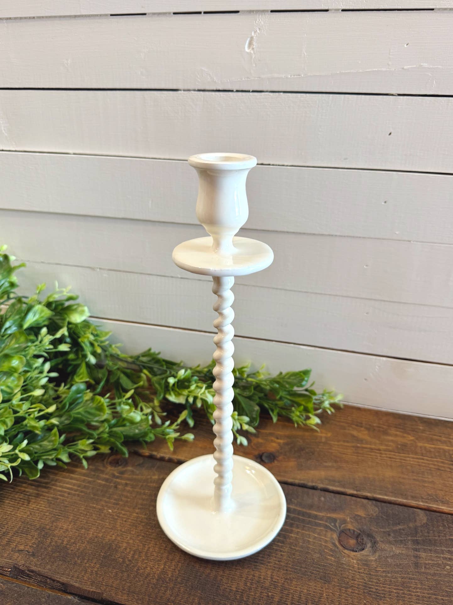 Corkscrew Taper Holder Off - White Large - The Coral Palm LLC