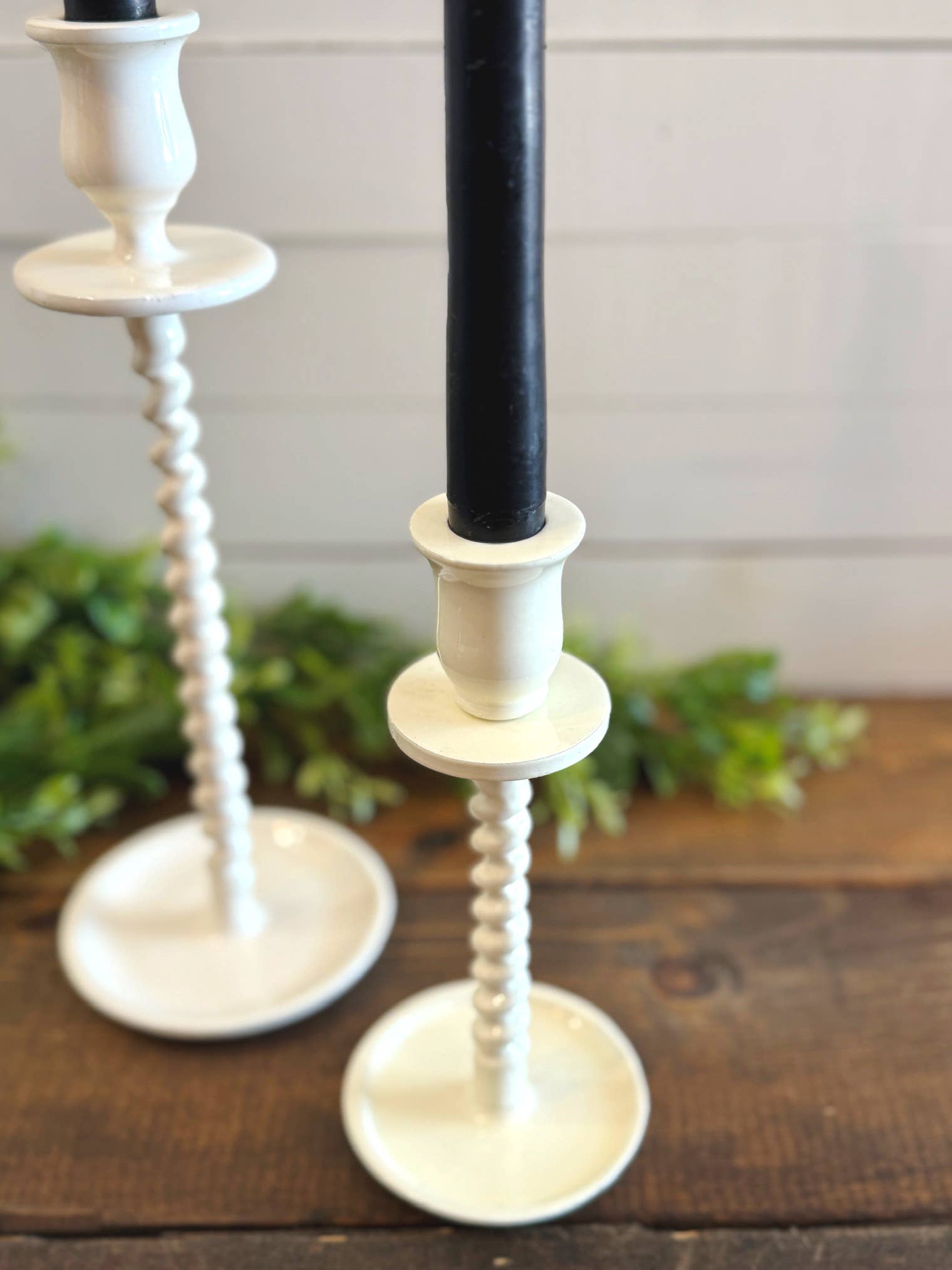 Corkscrew Taper Holder Off - White Small - The Coral Palm LLC