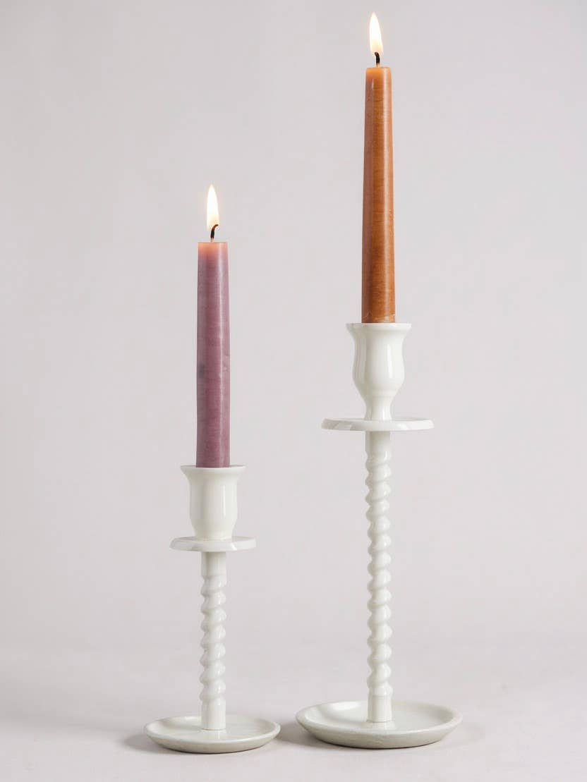 Corkscrew Taper Holder Off - White Small - The Coral Palm LLC