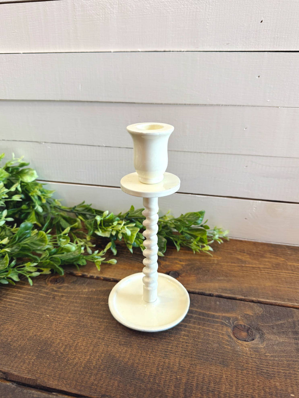 Corkscrew Taper Holder Off - White Small - The Coral Palm LLC