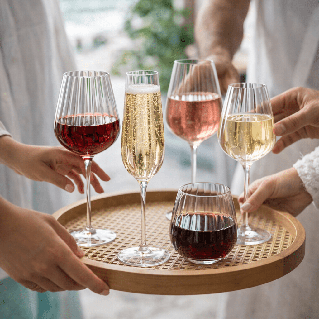 Corrugated Wine Glasses (Set of 4) | Ribbed Glassware - The Coral Palm LLC