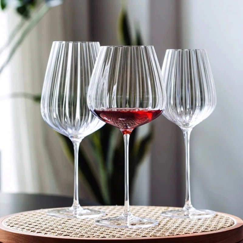 Corrugated Wine Glasses (Set of 4) | Ribbed Glassware - The Coral Palm LLC