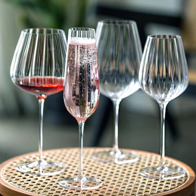 Corrugated Wine Glasses (Set of 4) | Ribbed Glassware - The Coral Palm LLC