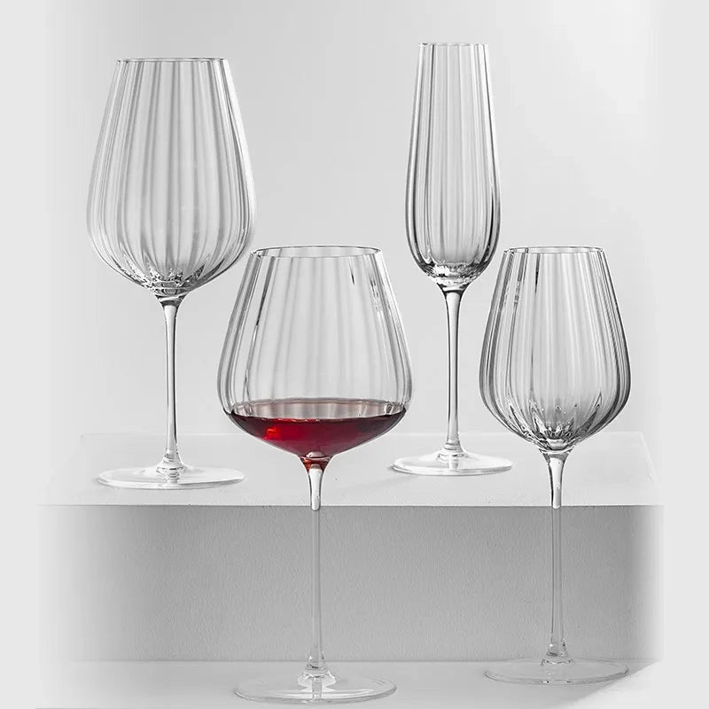 Corrugated Wine Glasses (Set of 4) | Ribbed Glassware - The Coral Palm LLC