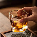 Modern Gold Accented Crystal Whiskey Glasses - The Coral Palm LLC