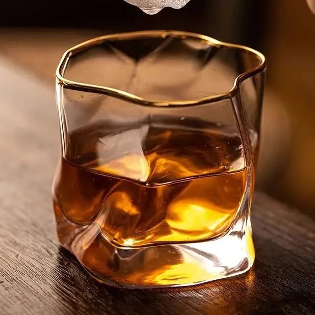 Modern Gold Accented Crystal Whiskey Glasses - The Coral Palm LLC