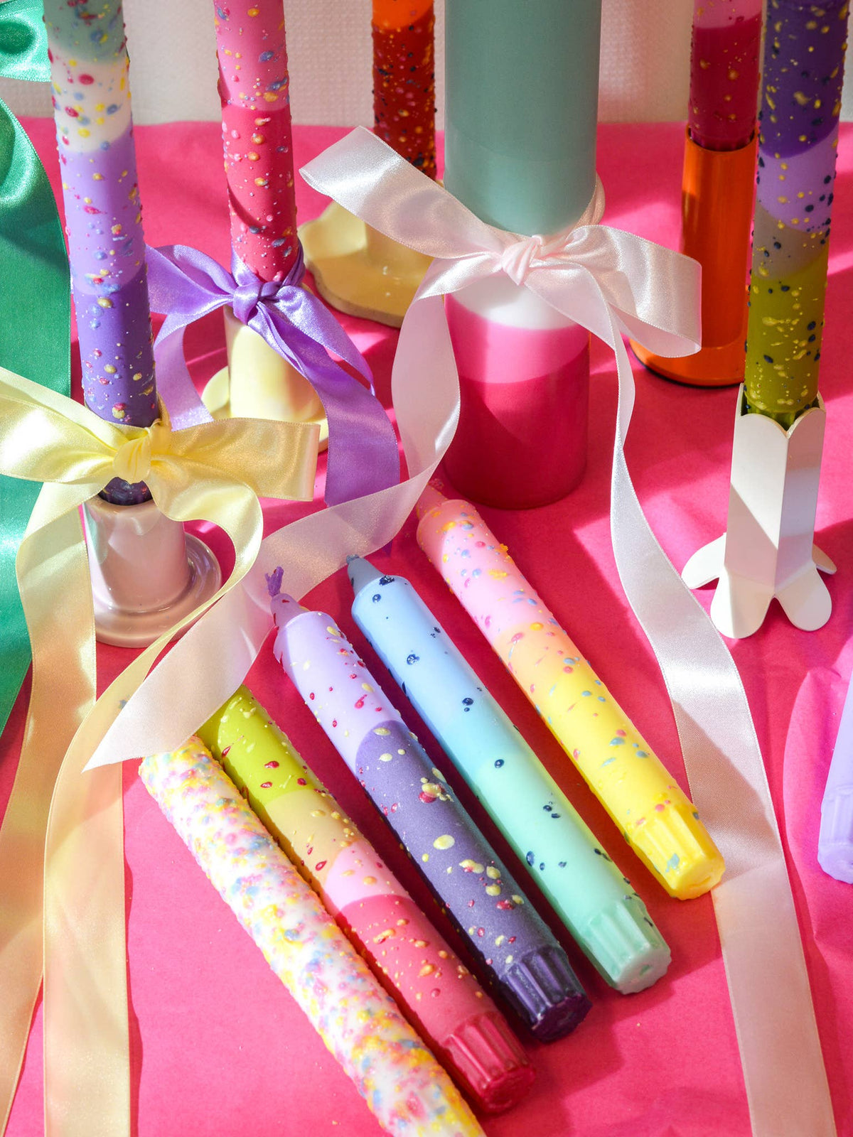 Copenhagen Confetti Collection Hand-Decorated Taper Candle
