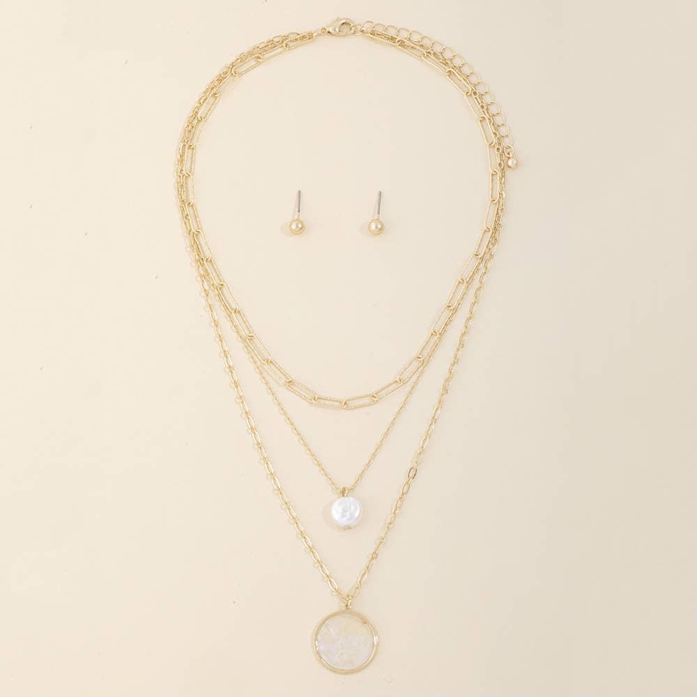 Layered Pearl & Mother-of-Pearl Necklace Set
