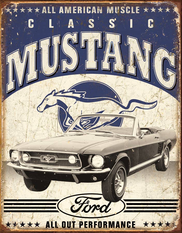 Ford Mustang Classic Car Retro Tin Sign