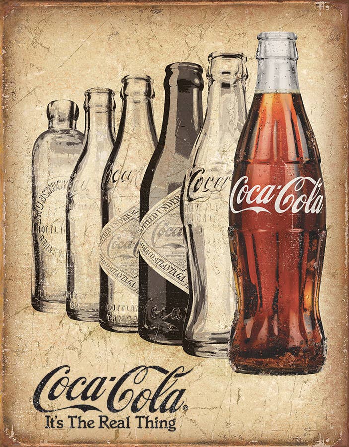 Coca-Cola “The Real Thing” Retro Bottle Tin Sign