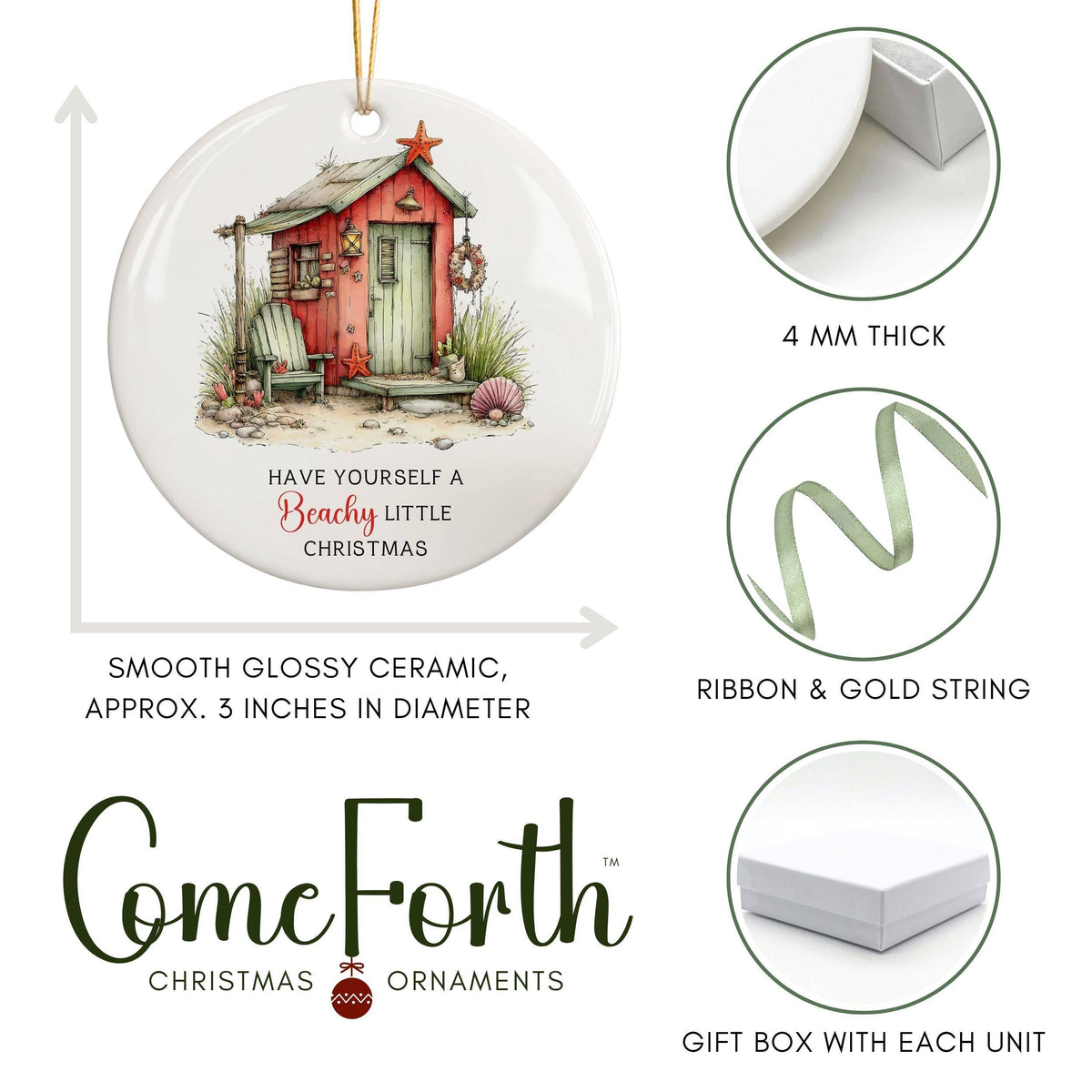 Beachy Little Christmas Ornament Coastal Souvenir Ocean Gift