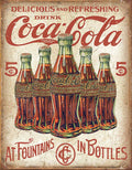 Coca-Cola Five Bottles Retro Tin Sign