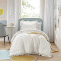 Diamond Quilted Ruffle Edge Comforter Set, Ivory - The Coral Palm LLC