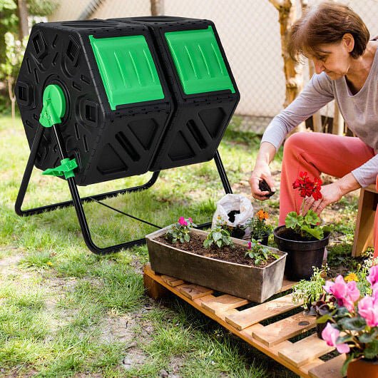 EcoTurn 360° Dual-Chamber Compost Tumbler - The Coral Palm LLC