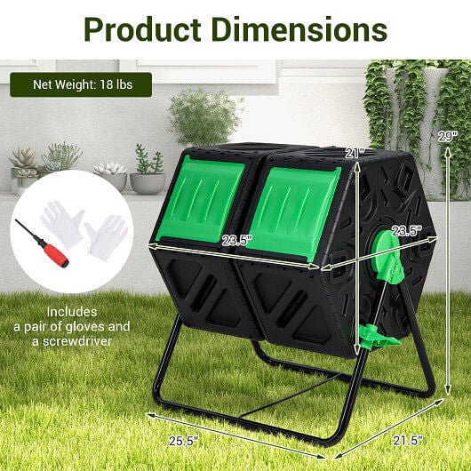 EcoTurn 360° Dual-Chamber Compost Tumbler - The Coral Palm LLC