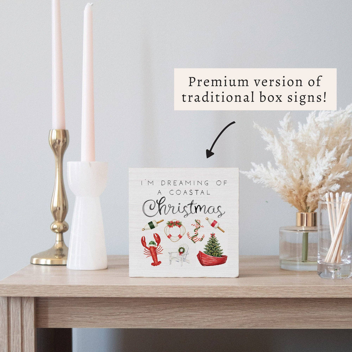 Dreaming Of Coastal Christmas Block Sign
