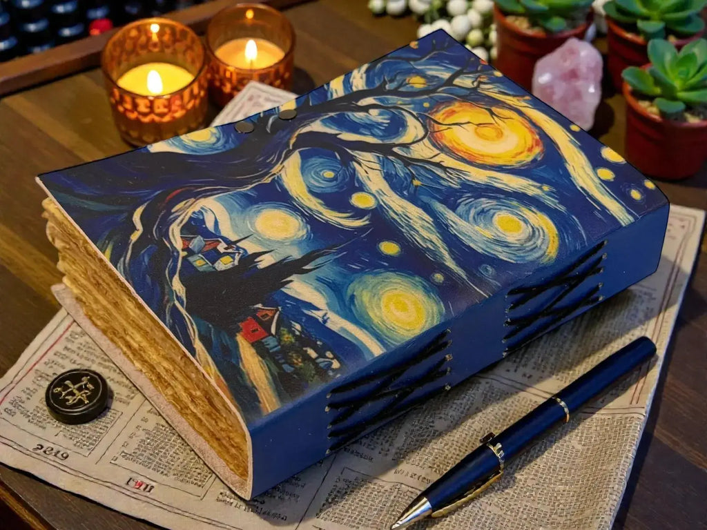 Starry Night Handmade Leather Journal