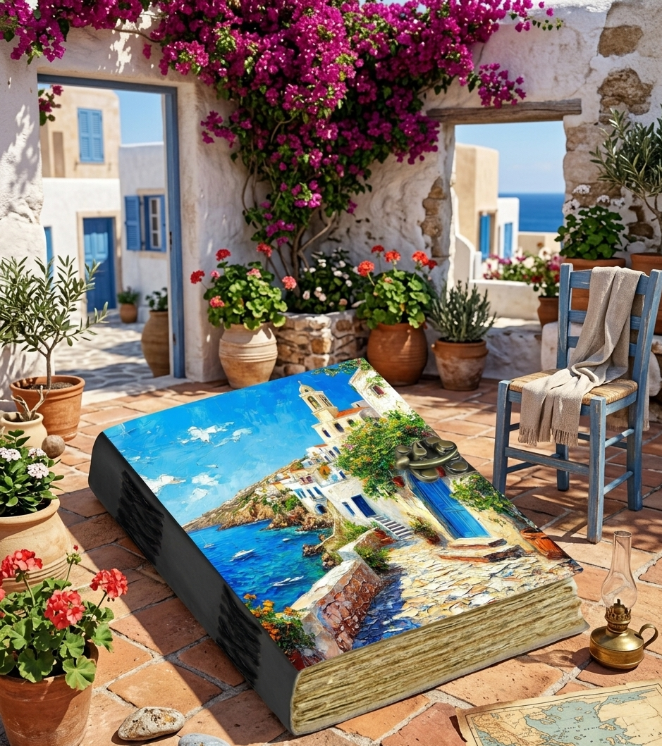 Santorini Greece leather Journal