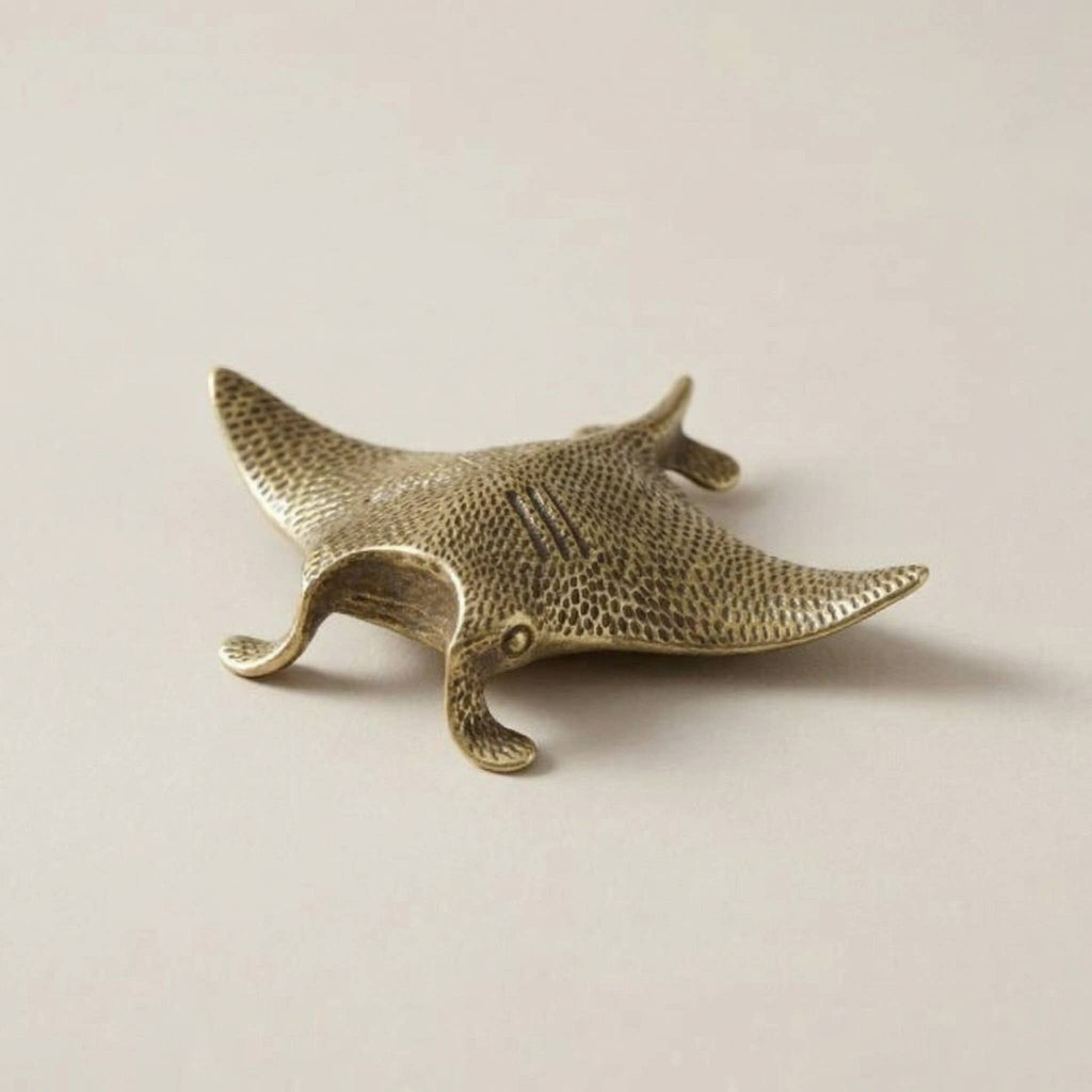 Antique Brass Miniature Manta Ray Figurine