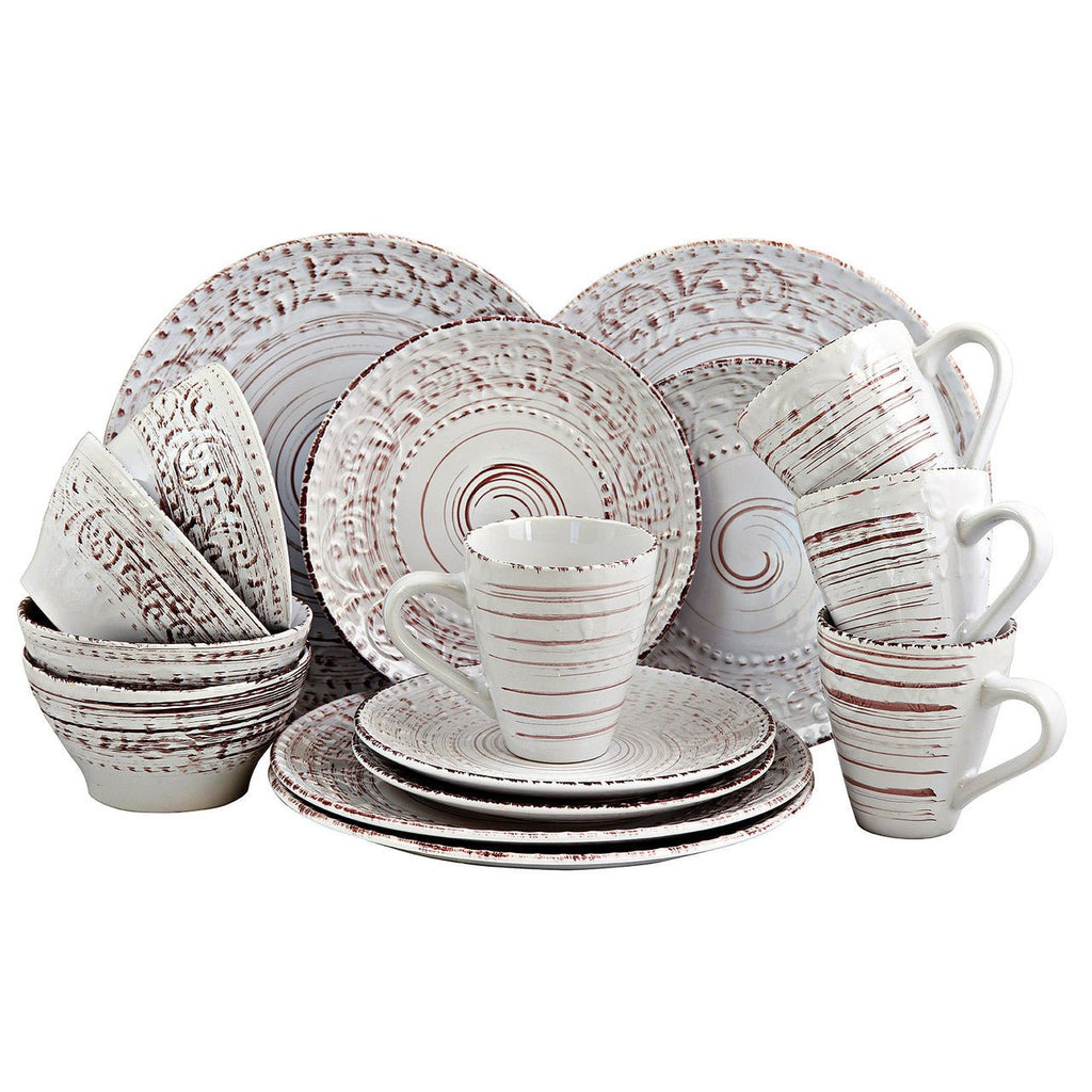 Elama Malibu Sands 16 - Piece Dinnerware Set in Shell - The Coral Palm LLC