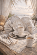 Elama Malibu Sands 16 - Piece Dinnerware Set in Shell - The Coral Palm LLC