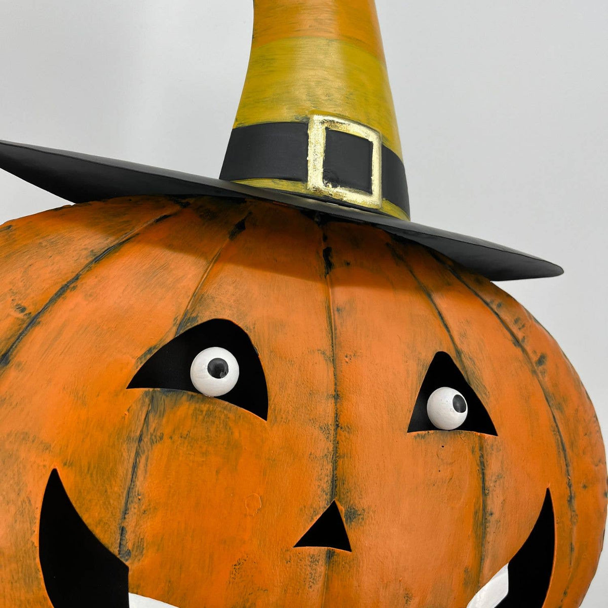 Madame Candy Corn 17.75” Metal Halloween Pumpkin