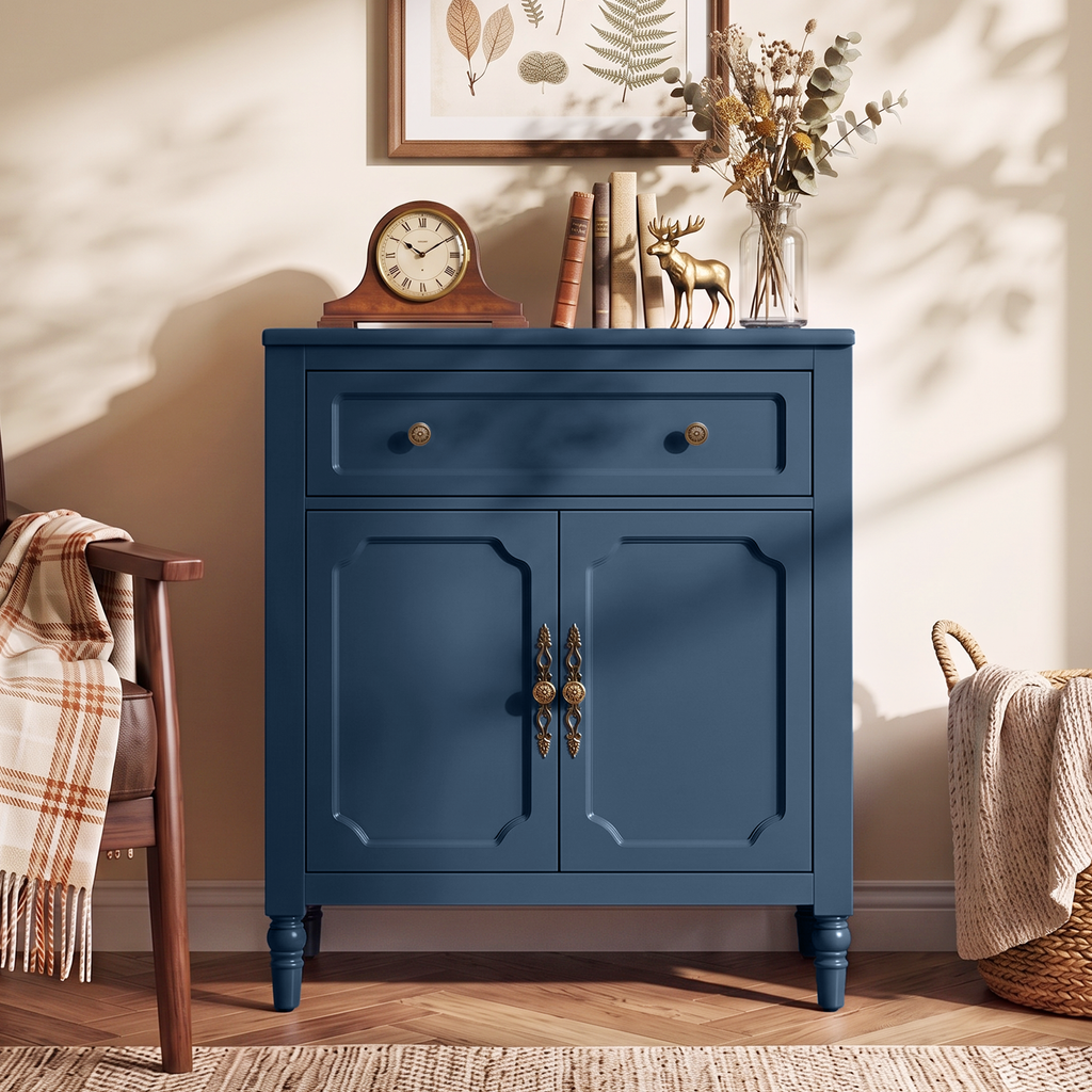Harbor Blue Vintage-Inspired Storage Cabinet