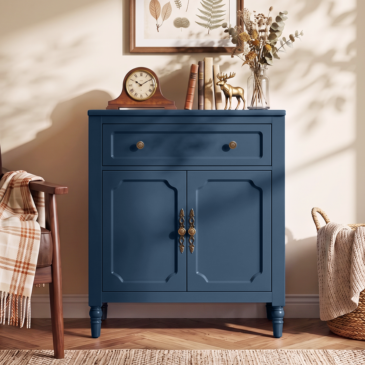 Harbor Blue Vintage-Inspired Storage Cabinet