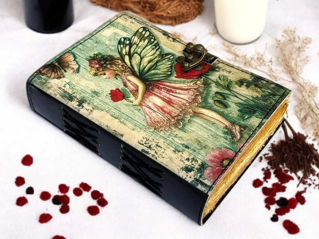 Fairy Leather Grimoire Journal – Handmade Book of Shadows - The Coral Palm LLC
