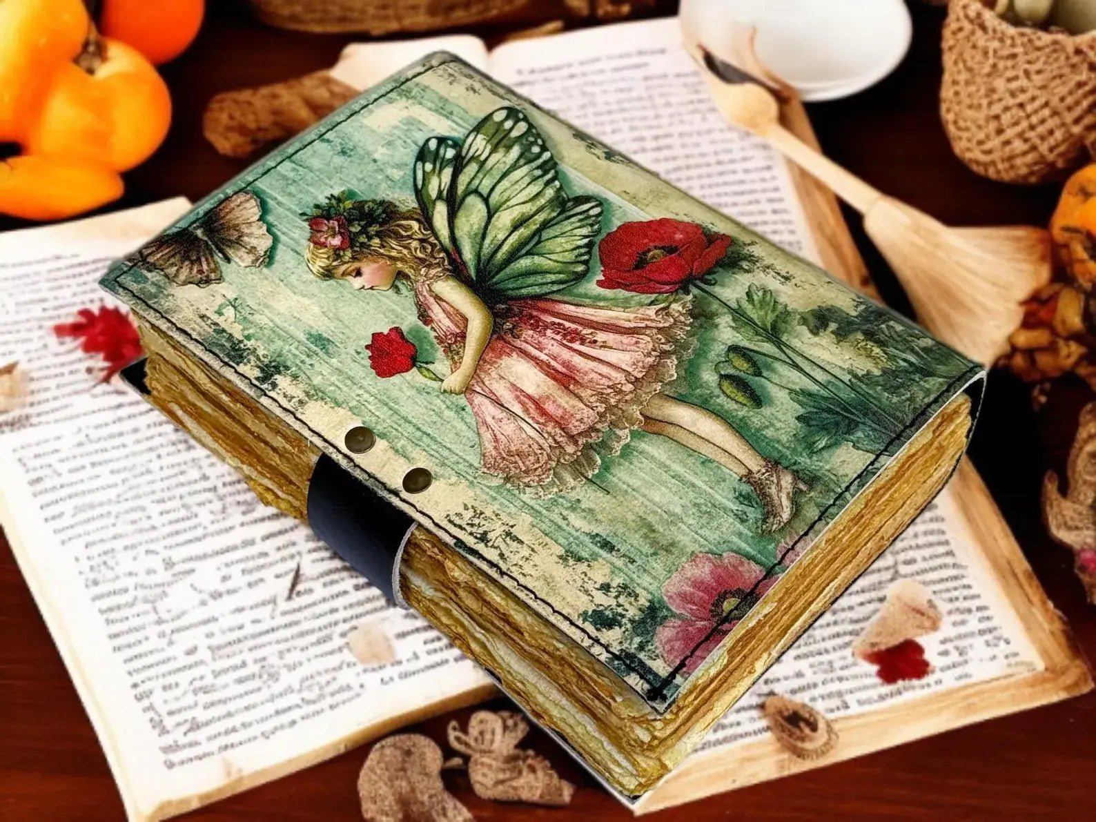 Fairy Leather Grimoire Journal – Handmade Book of Shadows - The Coral Palm LLC