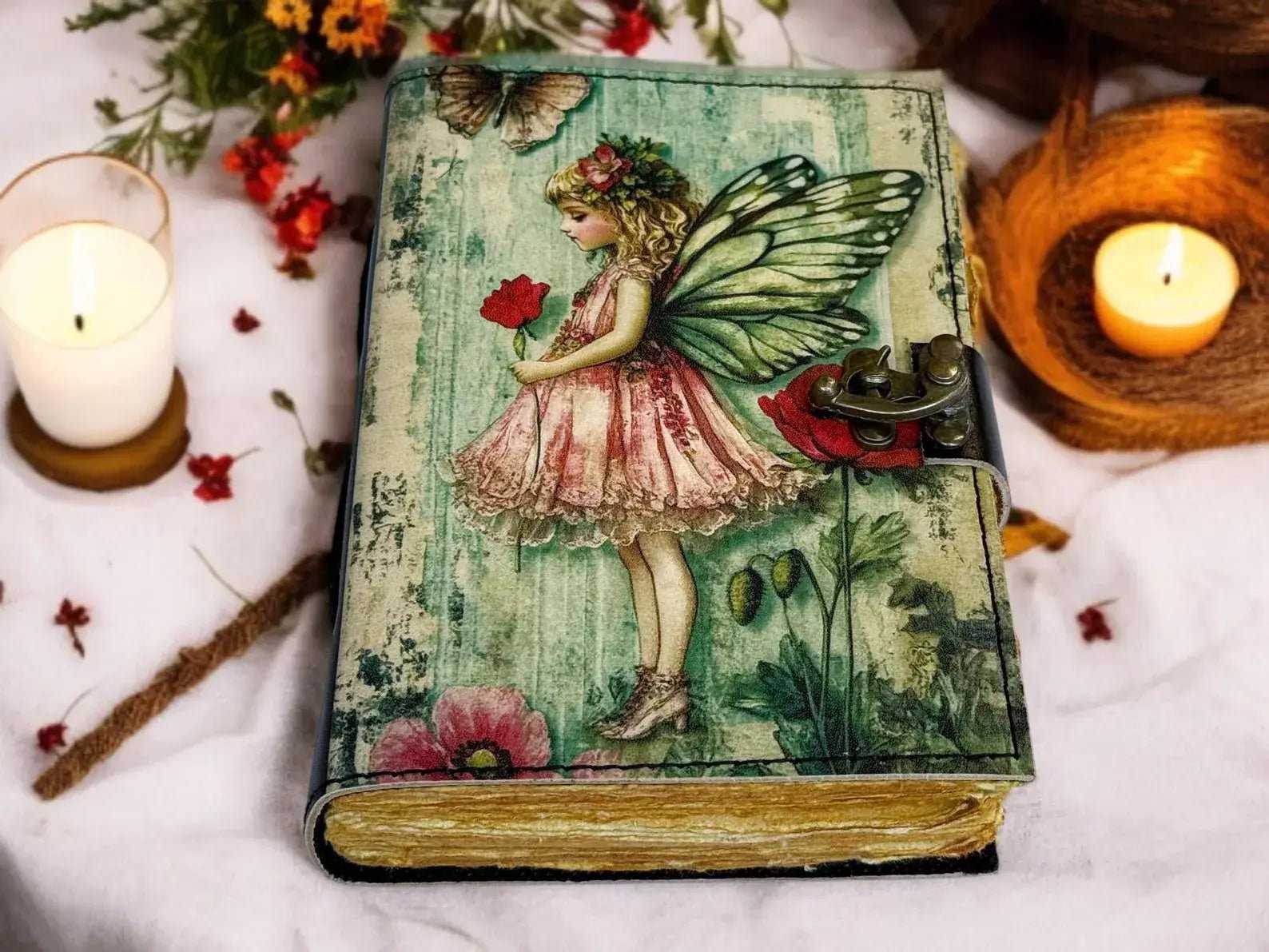 Fairy Leather Grimoire Journal – Handmade Book of Shadows - The Coral Palm LLC