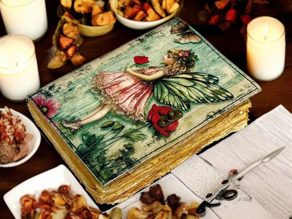 Fairy Leather Grimoire Journal – Handmade Book of Shadows - The Coral Palm LLC