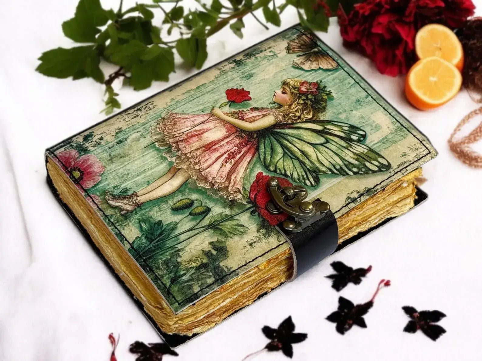 Fairy Leather Grimoire Journal – Handmade Book of Shadows - The Coral Palm LLC