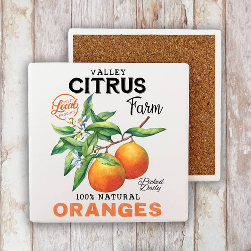 Farm Fresh Citrus Oranges Stone Coaster - The Coral Palm LLC