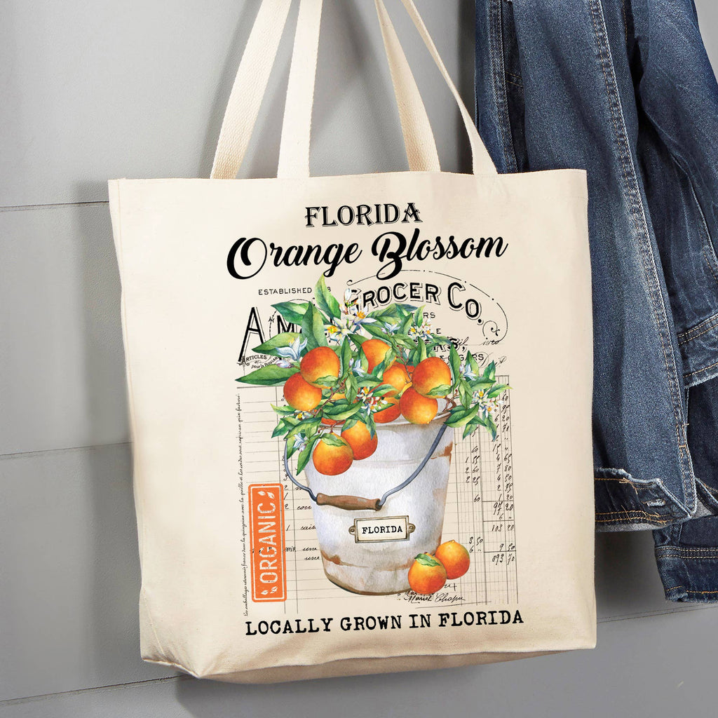 Florida State Flower Orange Blossom Souvenir Canvas Tote Bag - The Coral Palm LLC