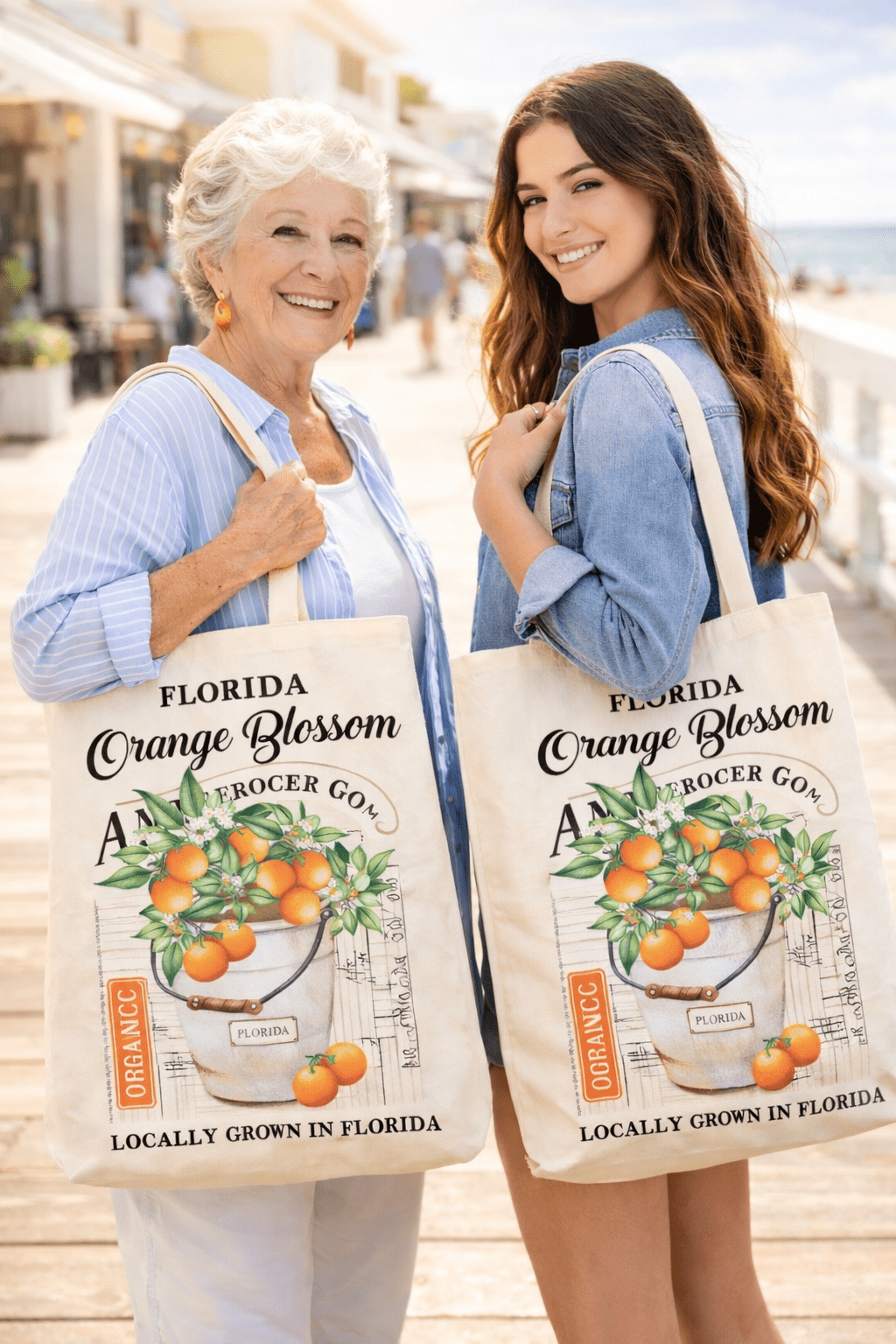 Florida State Flower Orange Blossom Souvenir Canvas Tote Bag - The Coral Palm LLC